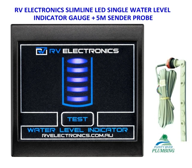 CARAVAN/RV LED SINGLE Tank Water Level Indicator Gauge Black + 5mtr