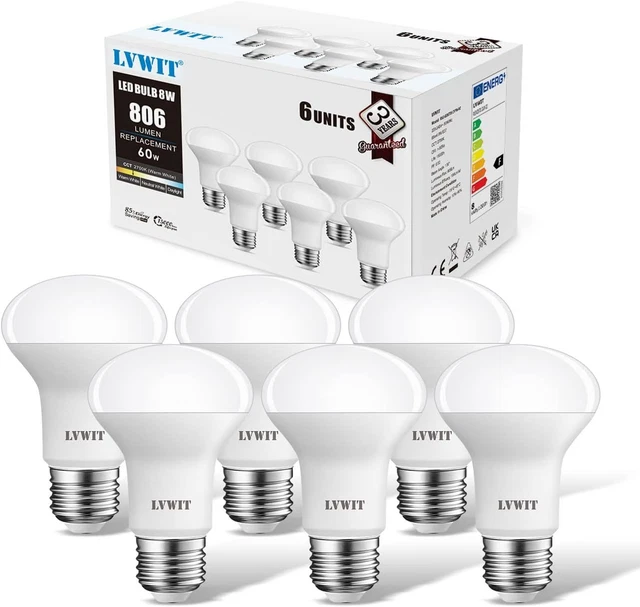 LVWIT R63 Reflector E27 LED Bulb, Warm White 2700K, Spotlight