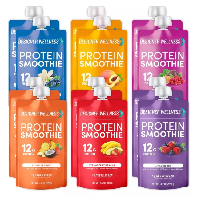 Designer Wellness Protein Smoothie, Real Fruit, 12g Protein, Low Carb, Zero...