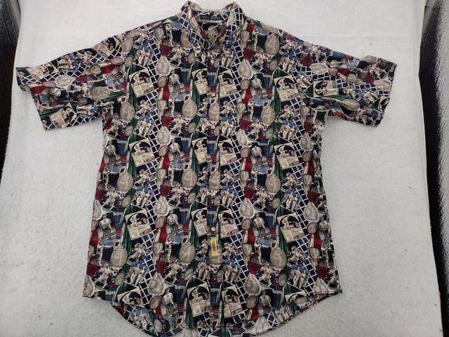 BD Baggies Shirt Mens Extra Large Tennis Print all over Casual Button-Down