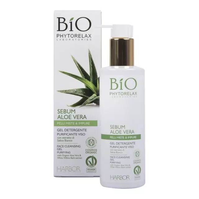 Gel Nettoyant Demaquillant Visage Bio Phytorelax HARBOR Sébum Aloe Vera 200 Ml