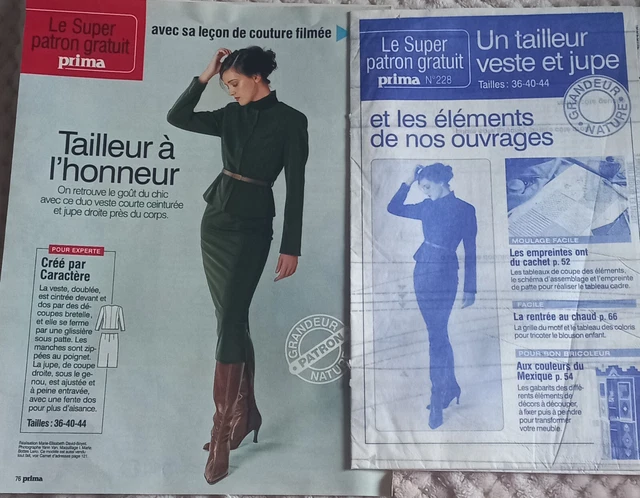 PATRON TAILLEUR VESTE jupe femme taille 36 40 44 prima n°228 EUR 3,85