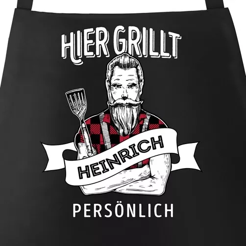 Grill-Schürze für Männer mit Spruch personalisierbar hier grillt eigener Name