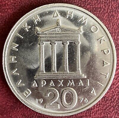 Greece - 20 Drachma Coin - 1976 (GY6) 2