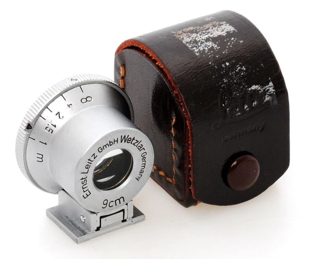 Buscador Leica Leitz SGVOO 9 cm plata con estuche de cuero marrón