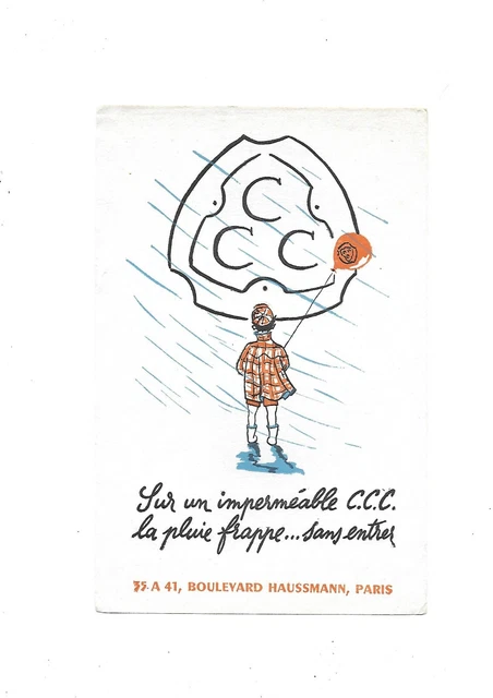 Beau buvard ancien publicitaire vêtement CCC pluie enfant Paris