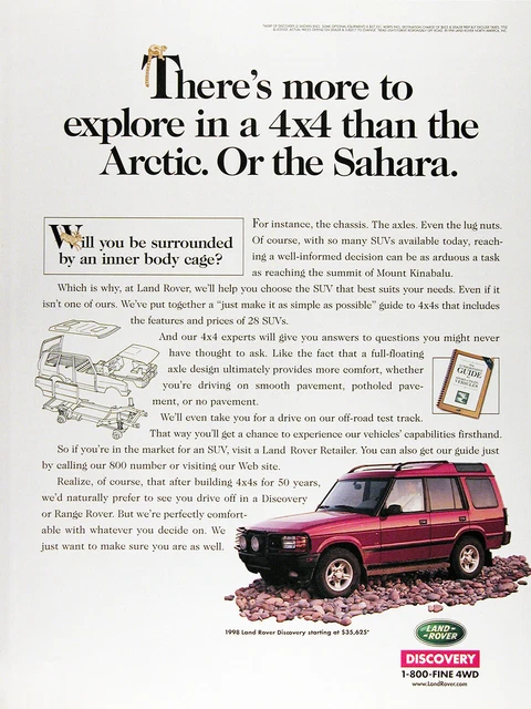 1998 LAND ROVER DISCOVERY Lot of (3) Genuine Vintage Ads ~ FREE SHIPPING!