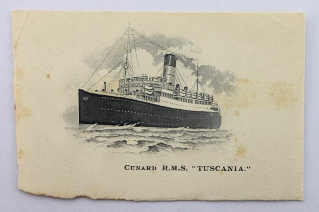 Ilustración antigua de Cunard R.M.S. "Estampado marítimo/barco ""Toscana"" década de 1920"