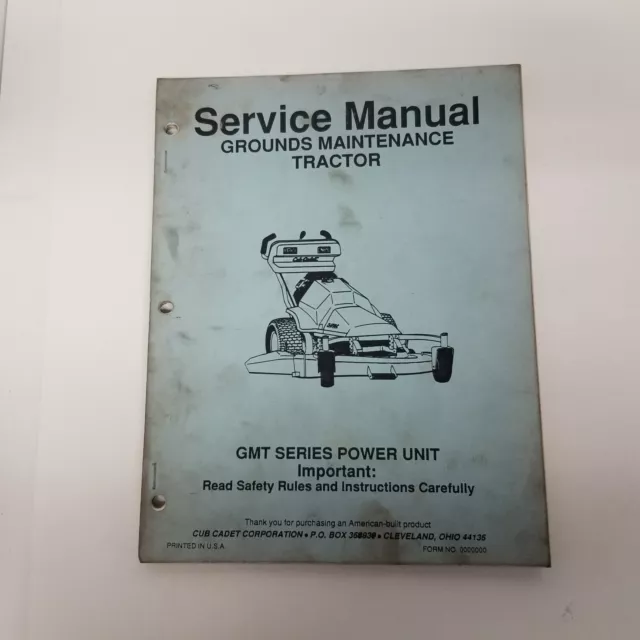Cub Cadet GMT Series Power Unit Grounds Maintenance Tractor Service Manual