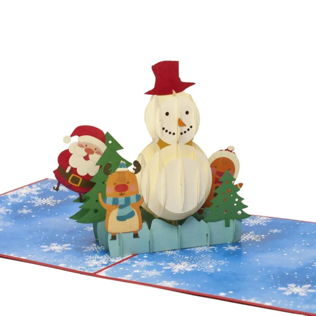 Snowman and Santa Pop up Card, Xmas Greeting Card, Merry Christmas Card, 3D card