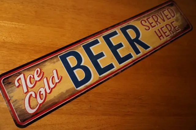 ICE COLD BEER SERVED HERE Metal Street Sign Bar Pub Restaurant Home Decor NEW