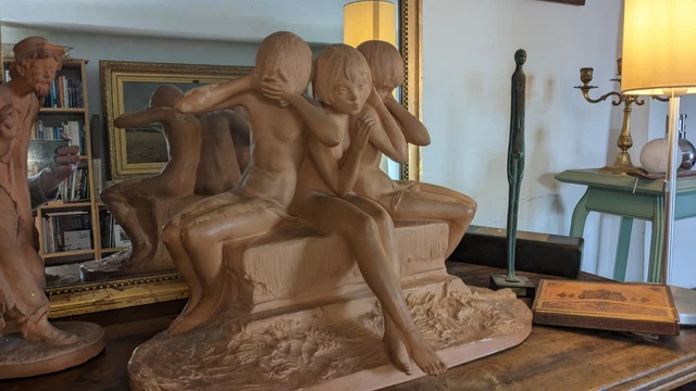 Sculpture En Terre Cuite Art Deco La Sagesse Par Ary Bitter