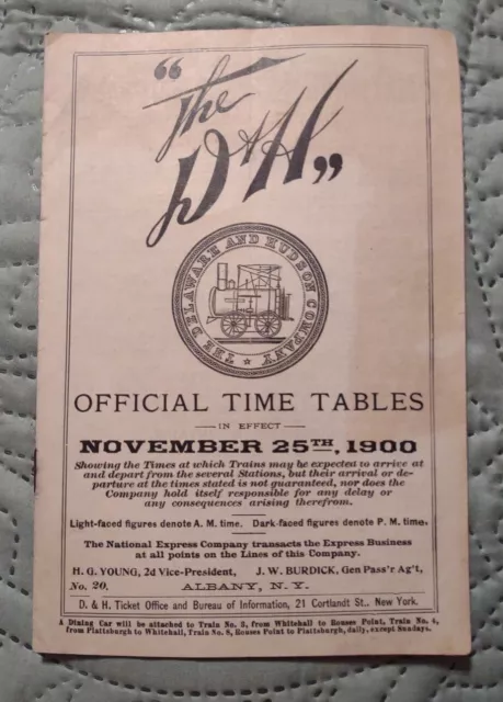 1900 DELAWARE and HUDSON D & H Railroad Official Time Tables Albany NEW YORK