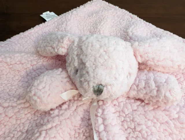 blankets & beyond Pink Sherpa Bunny Rabbit Lovey Security Blanket