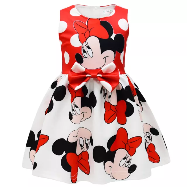 Minnie Mouse Bow Dress Girls Baby Princess Dresses Sleeveless Twirl Dress Summer 2