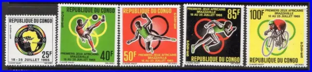 Congo Pr 1965 SPORTS Jeux MNH Football, Cyclisme, Cartes, Noir Héritage