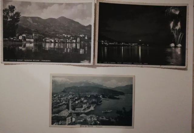 3 Cartoline Lago di Garda - Riva del Garda 1937-Gardone Riviera 1942-Salò 1942