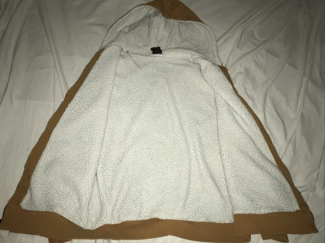 Timberland Beige Full Zip Hoodie Sweatshirt Jacket Sherpa Lined Size XL 2