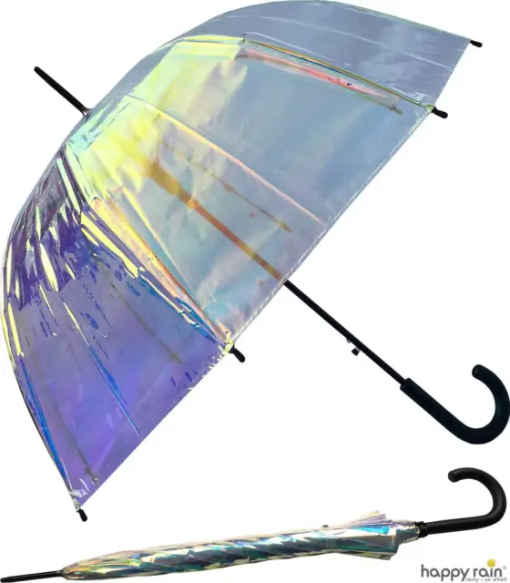 Glocken-Regenschirm Damen durchsichtig transparent Automatik Shiny bunt
