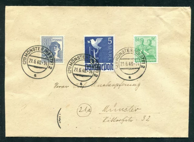1947 Mi.Nr. 962a Allied occupation with additional postage local letter Münster pr