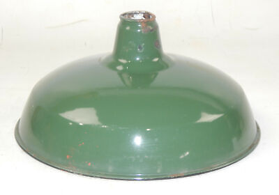 Vintage Metal Shop Light Shades Green Porcelain Enamel D=14" Garage Industrial 0 3