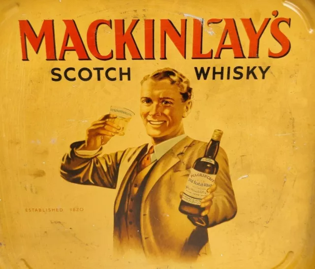 1940s Vintage Mackinlays Scotch Whisky Advertising Litho Tin Tray London TR50 3