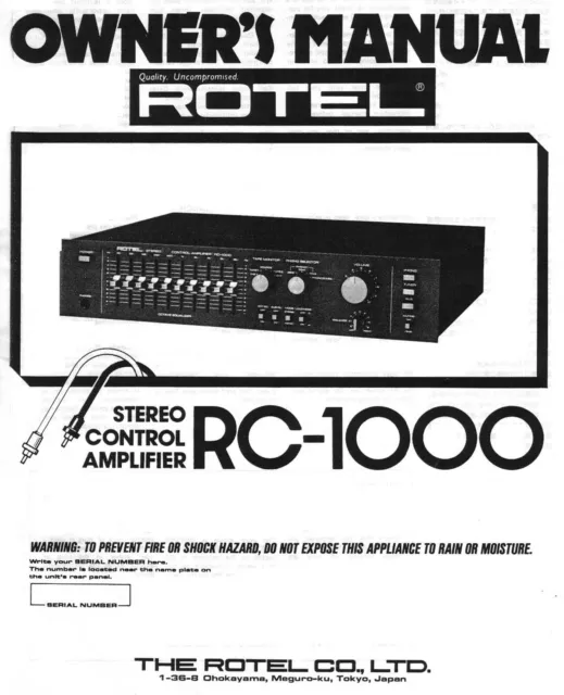 Bedienungsanleitung-Operating Instructions für Rotel RC-1000