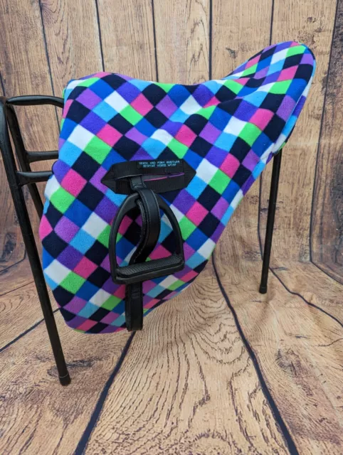 Harlequin Ride on saddle cover. Fleece ride on saddle cover