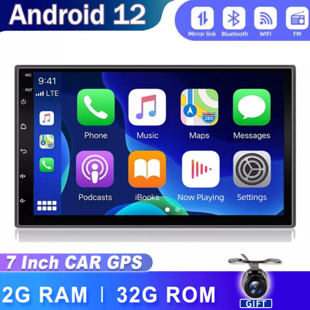 7 Inch CarPlay Android12 Double 2Din Car Stereo Radio HeadUnit GPS SAT NAV FM/AM