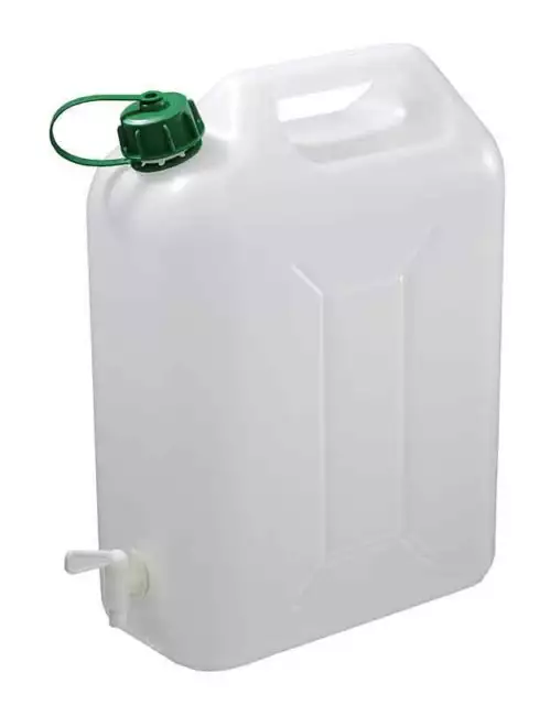 Wasserkanister 10 Liter mit Auslaufhahn Weiß Kanister Camping Wasser Trinkwasser