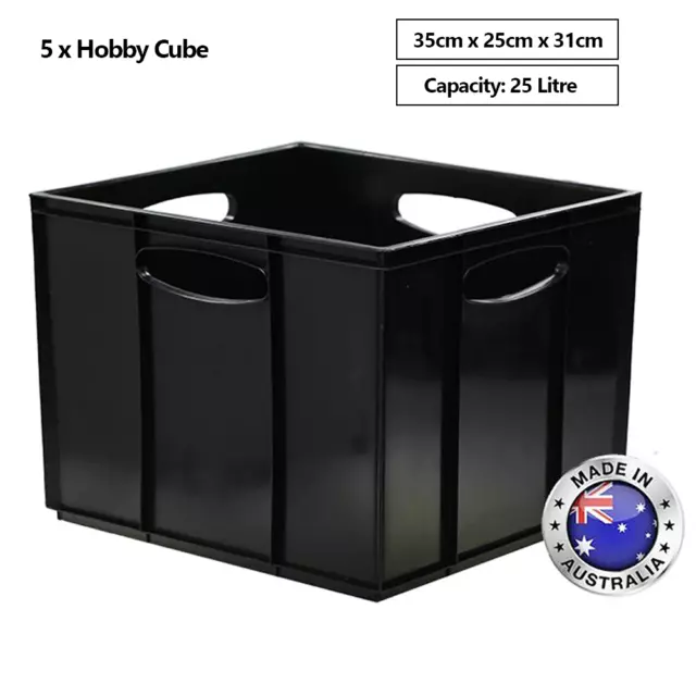 5 x 25L Storage Box Container Hobby Cube Craft Tool Box Organiser Plastic Tub
