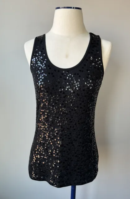 APT. 9 Womens Size M Sequin Front Embellished Tank Top Black