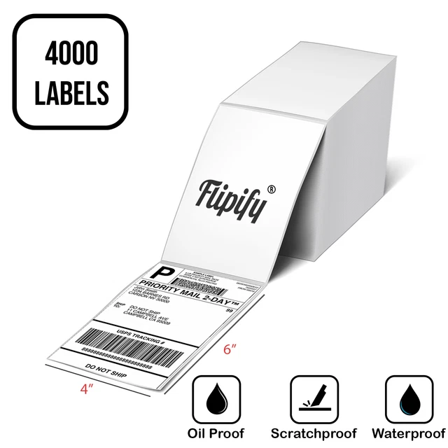 Pack Of 4000 Direct Thermal Labels 4 X 6 Very Sticky. Made In The USA. Fanfold Thermal Shipping Labels 4x6 Blank Mailing Labels Ompatible Ups Fedex Usps - Foto 2