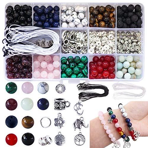 Colle 8 mm Perle Pierre Naturelle Multicolore Pierre Semi Precieuse Perles Kit L