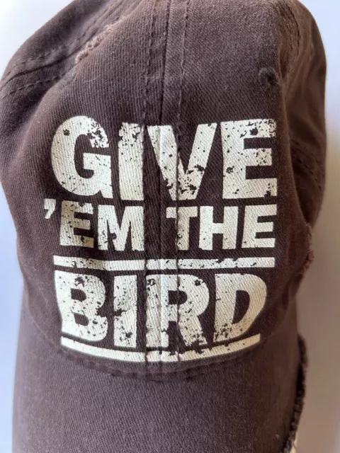 Wild Turkey Give 'Em The Bird Adjustable Cap Hat Distressed FREE POSTAGE