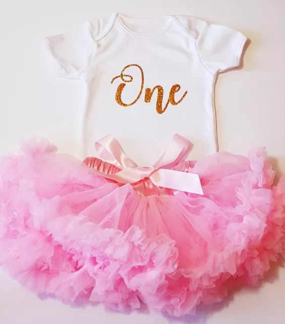 1st Birthday Outfit Baby Girls Frilly Tutu Dress Skirt Cake Smash Photoshoot UK