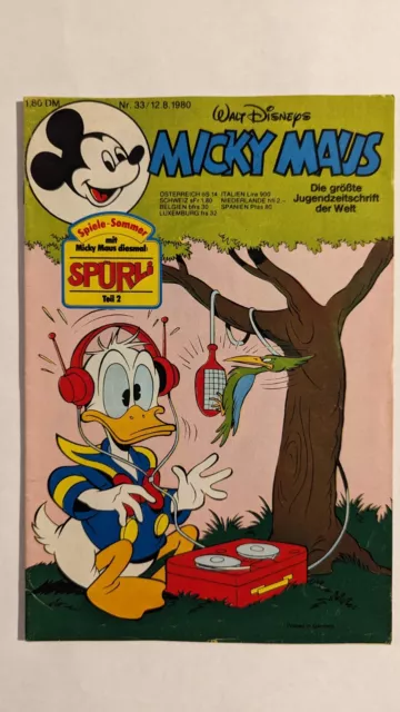 Micky Maus Heft 1980 Nr. 33 Z1 mit Beilage und Schnipp