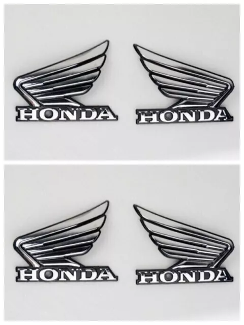4PCS Motorcycle Chrome 3D ABS Fuel Tank Emblem 3M Decals For Honda Wing Stickers