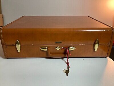 VTG Samsonite Shwayder Bros. Brown 26” Hard Side Suitcase Luggage Key Style 4636