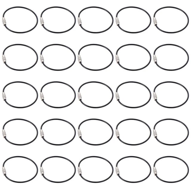 25Pcs 2mm Wire Keychain Cable 6.3 Inch Metal Wire Keychains  Keys and ID Tag
