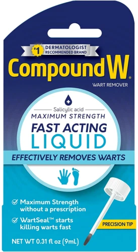 Compuesto con líquido de acción rápida | removedor de verrugas de ácido salicílico | 0,31 Fl Oz