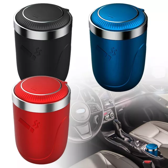 Auto Car Ashtray Ash Holder Cigarette Cup with LED Light Lid Portable Detachable