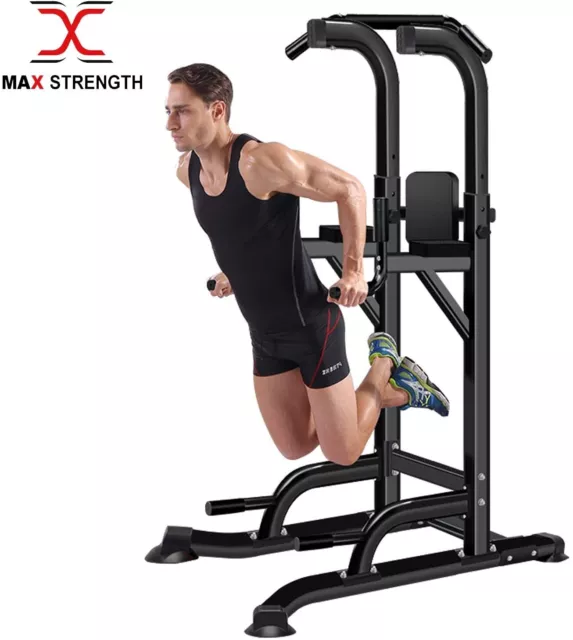 MAXSTRENGTH Power Tower Pull & Dip Chin Up Bar Station Sit Up Raise Workout