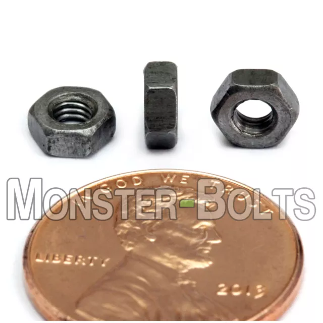 M3-0.5 - Qty 25 - Metric Hex Nuts, DIN 934 Black Plain Steel Coarse Thread