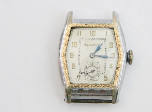 RARE ART DECO 1927 Bulova Sky King Two-Tone Gents Wristwatch  display picture 3