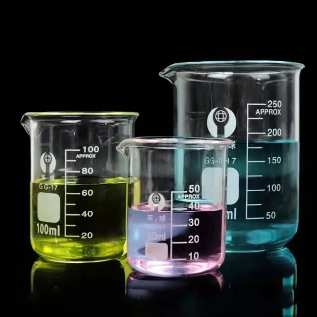 Thicken Glass Low Form Beakers Transparent Scaled Measuring Cup  Chemistry Lab