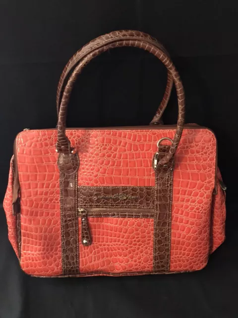 Samantha Brown Orange Croco Embossed Travel Tote Or Shoulder Bag Great Cond