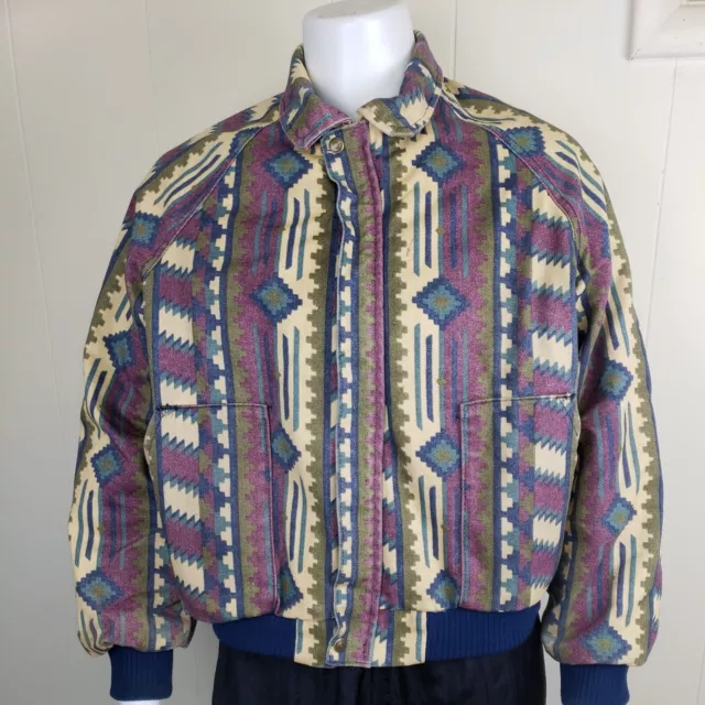 Vintage Key Imperial Navajo Bomber Jacket Quilted USA Mens L Cotton Twill Zip