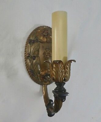 Italian CAST SOLID BRASS Single ARM ELECTRIC CANDLE Sconce. 10.5"H. 1950