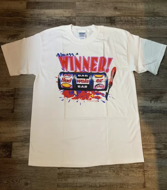 Vintage BUDWEISER ANHEUSER BUSCH Slot Machine T Shirt Mens L 1999 Gildan